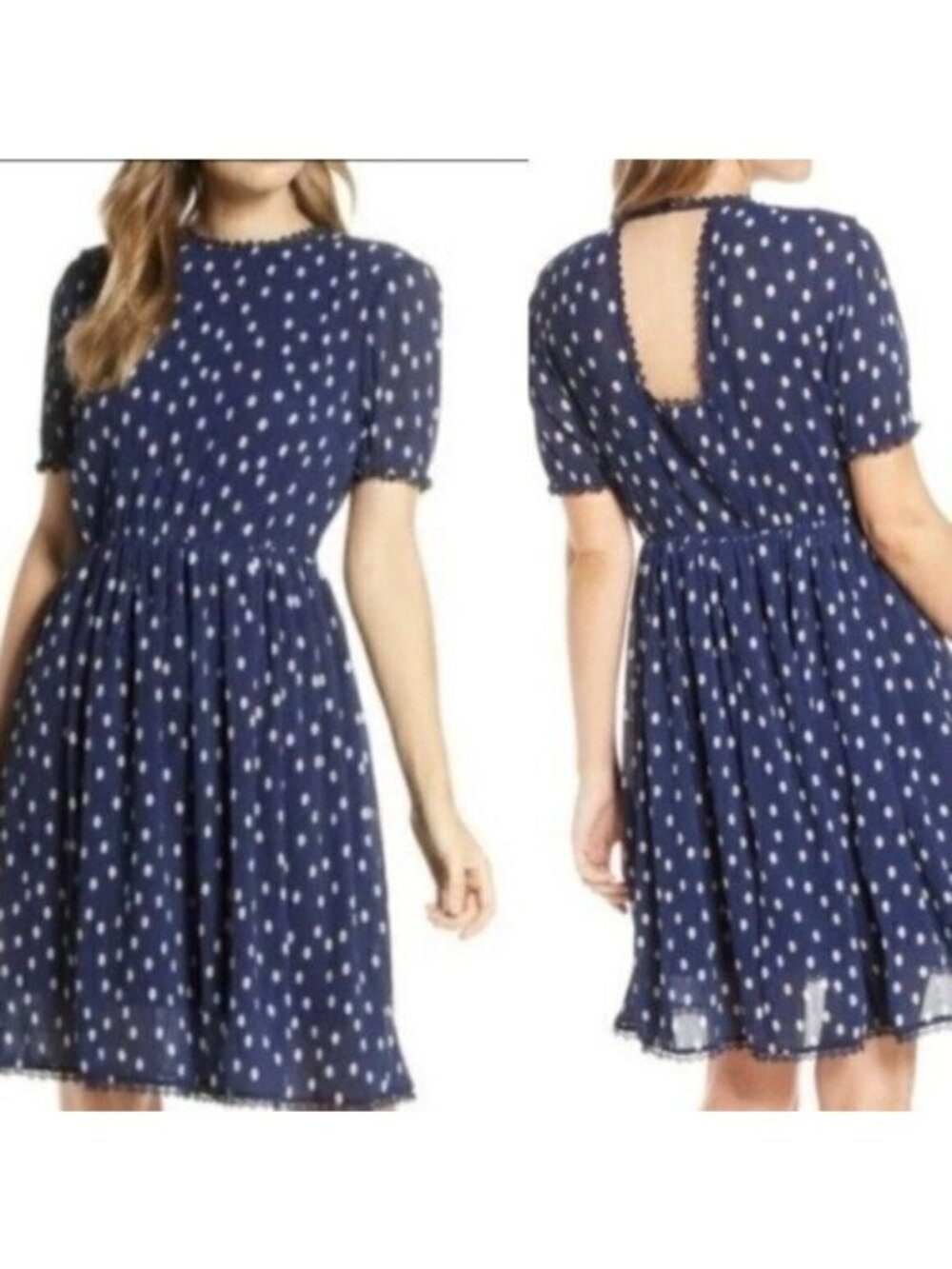 Nordstrom NWT 1901 Polka Dot Fit & Flare Dress Women’s Size Petite Small